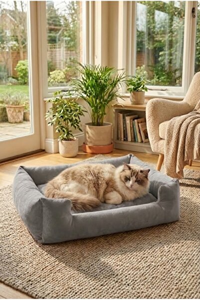 PUGALO Soho Ultra Yumuşak Kedi ve Köpek Yatağı Elyaf Dolgu