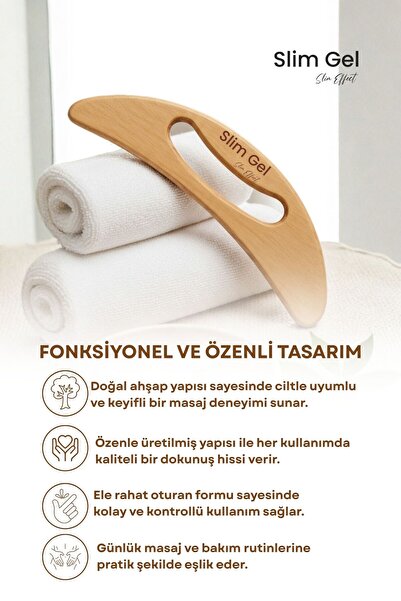 SLİM GEL %100 Doğal Ahşap El Yapımı Lenf Masaj Aleti | Selülit Karşıtı Ahşap Masaj Aleti