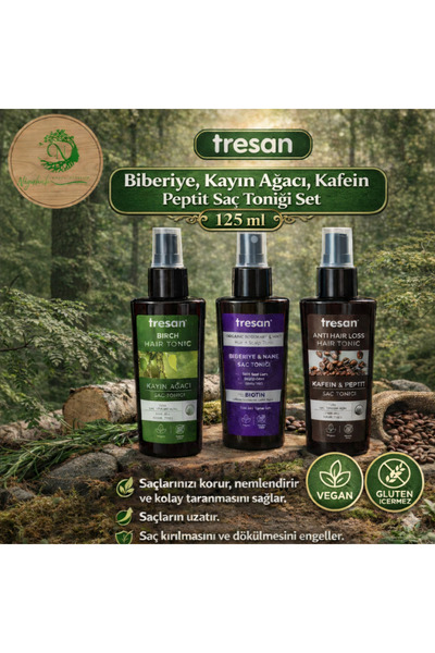 Tresan Biberiye,Kayın Ağacı,Kafein Peptit Saç Toniği Set 125 ML