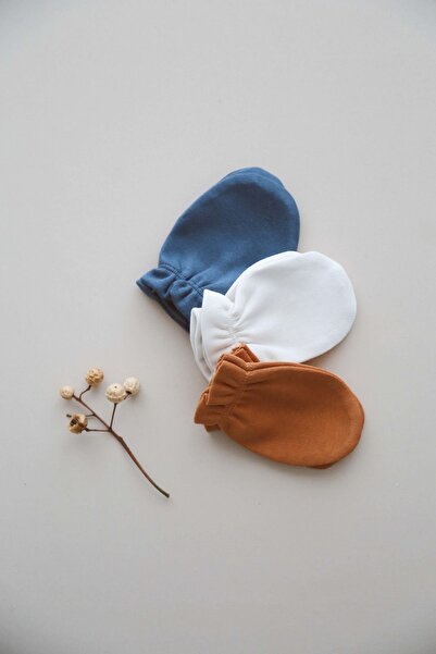 OhlalaKoala 3lü İndigo-Krem Tarçın Rengi Yenidoğan Eldiven Set Model 4