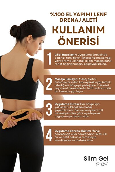 SLİM GEL %100 Doğal Ahşap El Yapımı Lenf Masaj Aleti | Selülit Karşıtı Ahşap Masaj Aleti