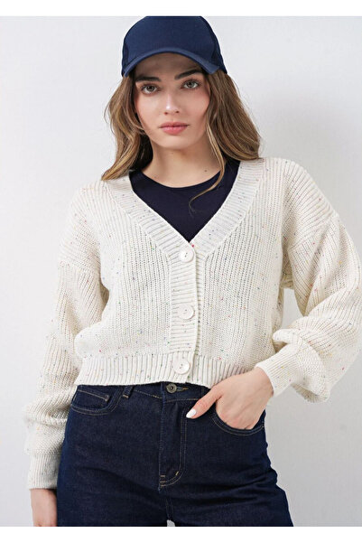 FLEX FASHION Women's Trend Popular Knitted Colorful String Detail Ecru Short ...