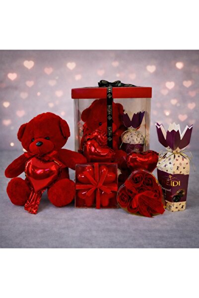 velve Pachet Special Valentine,urs plus,set 4 lumanari inima,cutie 10 trandaf...