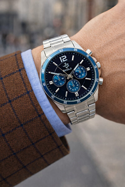 S.POLO Gümüş Renk Özel Tasarım Şık Model Erkek Kol Saati Bileklik Hediyeli