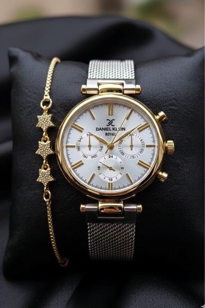Daniel Klein Orijinal Kadın Kol Saati Gold Gümüş Renk Hasır Çelik Kordon Bile...
