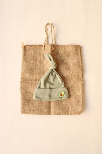 OhlalaKoala Avokado Nakışlı Yenidoğan Şapka