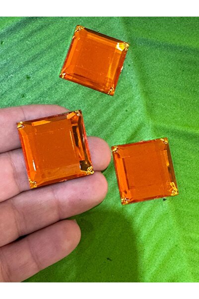 Gönülden Tasarım 3 komada 2x2 cm kvadratni perforirani opalni narančasti kame...