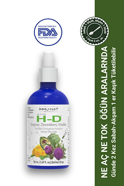 İmmu-Nat H-D Enginar, Deve Dikeni, Hindiba Sıvı Bitki Ekstraktı Karışımı 50 m...