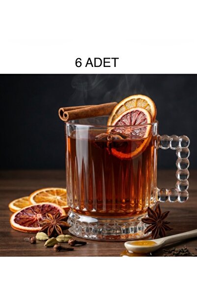 DİBA AVM yeni trend 6 adet Çay Bardağı neskafe kulplu kupa bardak  6 adet  ku...