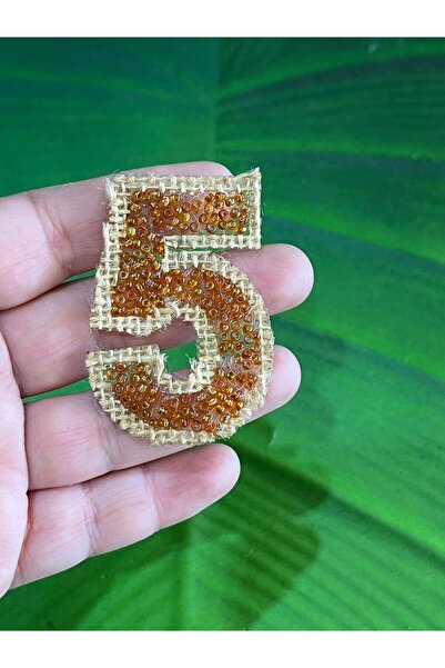 Gönülden Tasarım Naželježna 5-cifrena arma šivaća aplikacija 5x4 cm narandžasta