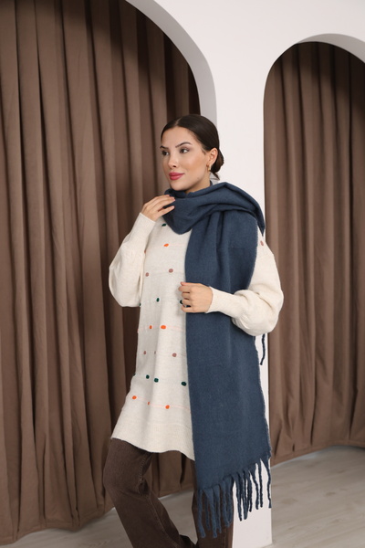 Jack Ferrero Örme kumaş Düz kesim Püsküllü bitiş Yumuşak Dokulu Kadın Atkı Şa...