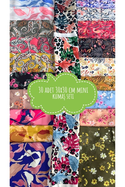 Hayalet kumaş 30 PARÇA MİNİ KUMAŞ SETİ /30x150 cm yumuşak saten