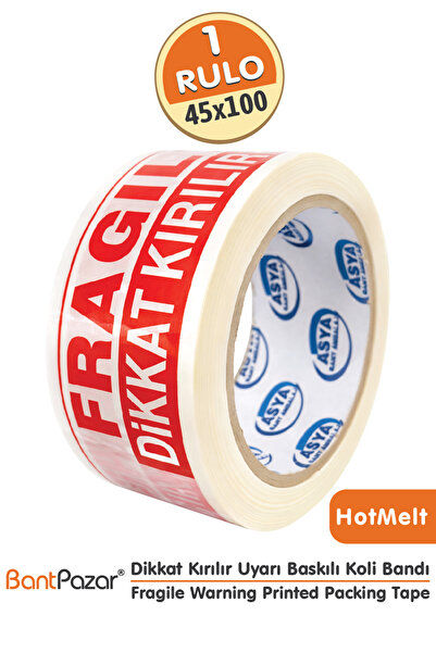 BantPazar 45X100 Dikkat Kırılır Koli Bandı | Hotmelt Paketleme Uyarı Bandı