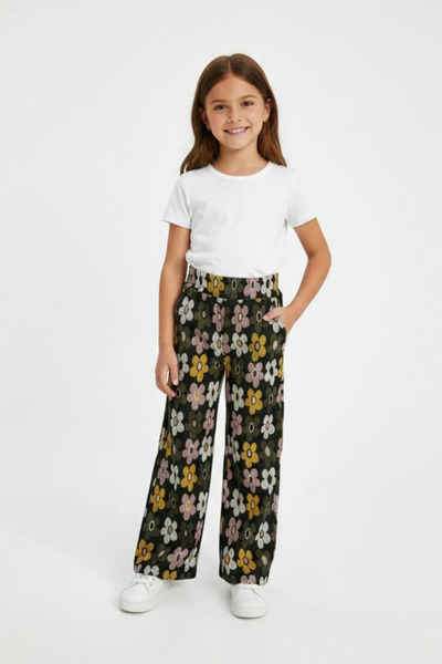 BOBBY JR KİDSWEAR Pantaloni cu tăietură largă cu model de papaya