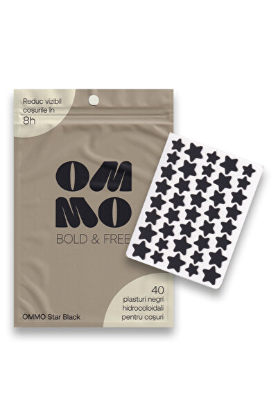 OMMO Star Black – Plasturi hidrocoloizi pentru coșuri, 80 buc, forme de stea ...