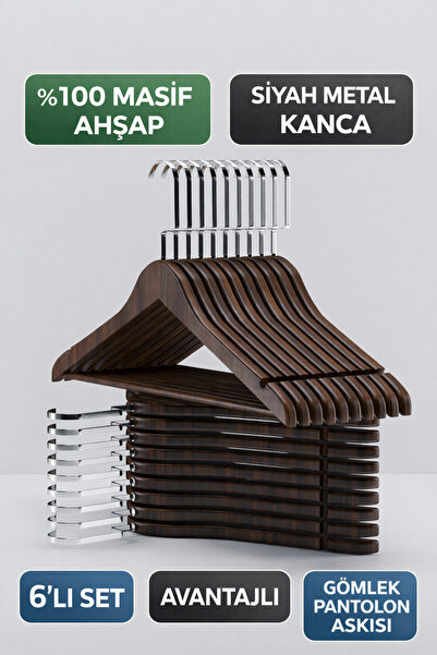 Onouqo مجموعة من 6 علاقات ملابس خشبية - علاقات فاخرة للغاية مصنوعة من خشب الج...