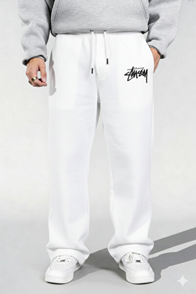 NİCE 3 Yarn White Rubber Leg Sweatpants