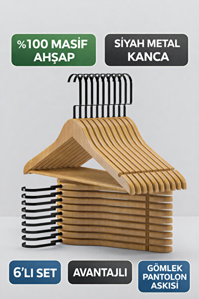 Onouqo Set de 6 umerașe din lemn – Umerașe ultra-luxe premium din lemn natural