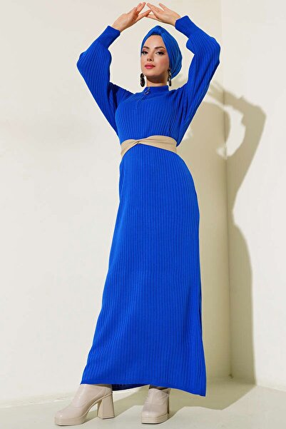 Hiccup Bdart Mock Neck Ribbed Knitwear Dress