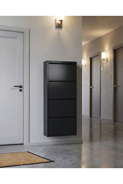 OVROL Dörtlü Metal Ayakkabılık Premium Siyah