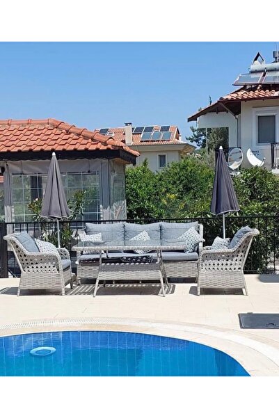 SERCANGARDEN Rattan Bahçe Takımı Oturma Grubu 3'lü - 7 Kişilik