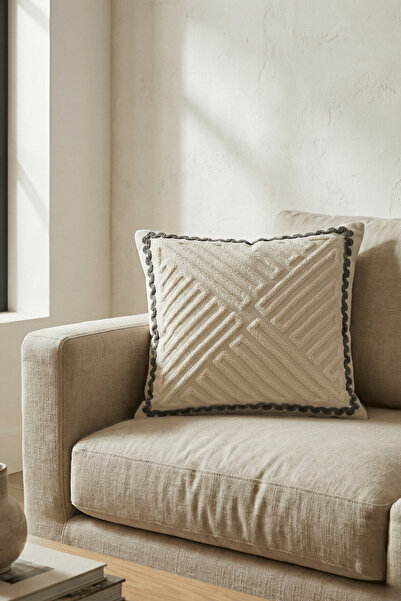 Destiva Home غطاء وسادة من قماش أوليفين مطرز بنمط حلزوني من بولدان، مقاس 43×4...