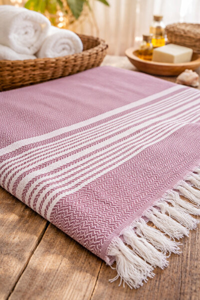 Gizo Home Gül Kurusu Rengi %100 Pamuk Çok Amaçlı Plaj & Banyo Peştemal - 100x...