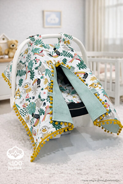 Babycitytr Pamuk Müslin Kumaş Çift Taraflı Puset Anakucağı Örtüsü