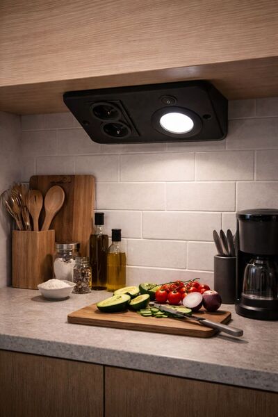 Edison Çift Prizli Spotlu LED Tezgah Altı Aydınlatma - Mutfak & Banyo & Dolap...