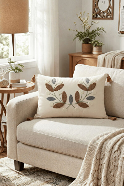 Destiva Home غطاء وسادة مزخرف مطرز باللون الأكاسيا الملون مصنوع من القطن مقاس...