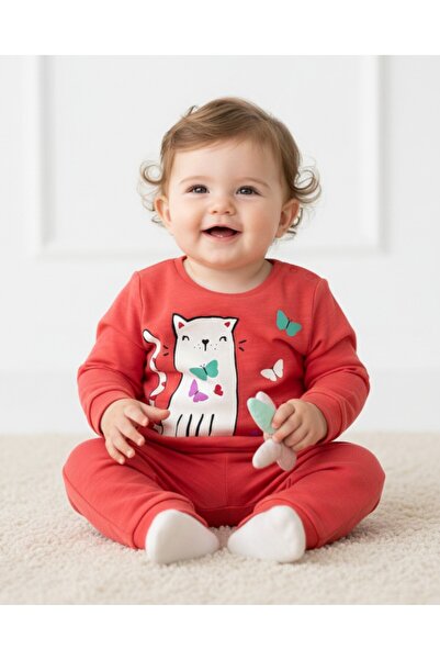 Ege Bebek Baby Girl, Cat and Butterfly Printed, Stylish Baby Set for Seasonal...