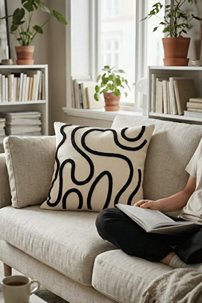 Destiva Home Buldan Handwork Line Detailed Punch Embroidered Olefin Fabric Th...