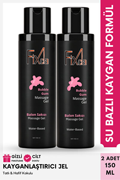 FixCla Balon Sakızı Aromalı Su Bazlı Kayganlaştırıcı Jel 2 Adet Tatlı Hafif K...