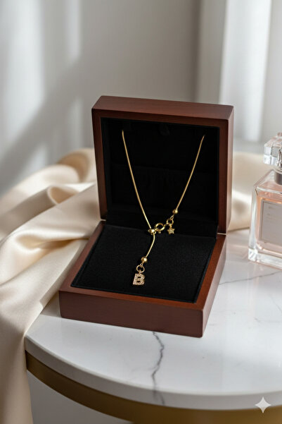 Arsaley Collection Taşlı Harf Charm Ve Mini Yıldız Altın Kaplama Asansör Gold...