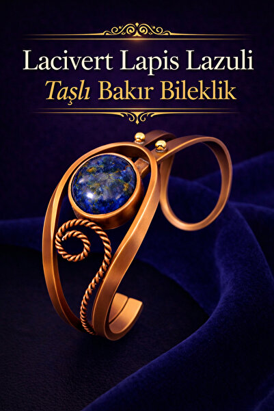 İyyaKee Kadın Bakır Bileklik Doğal Lacivert Lapis Lazuli Taşlı Otantik Model ...