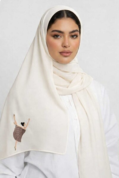 Veil Designer طرحة بيضاء بوال بقماش ياباني بتطريز رسمة باليرينا المقاس : 60 *...