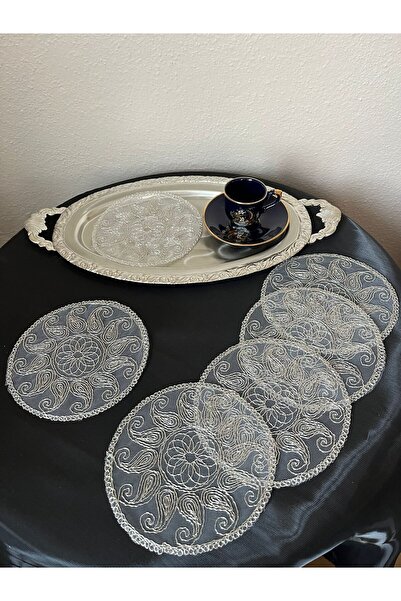 BRL ÇEYİZ HOME 6 قطع من مناديل التول المزخرفة الأنيقة للتقديم مع القهوة