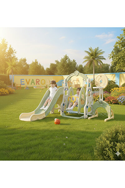 EVARO 7’si 1 Arada Çok Fonksiyonlu Çocuk Oyun Set Basketbol, Salıncak, Kaydır...