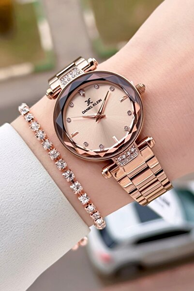 Daniel Klein Rose Renk Kesme Camlı 32 Mm Kadın Kol Saati ve Bileklik