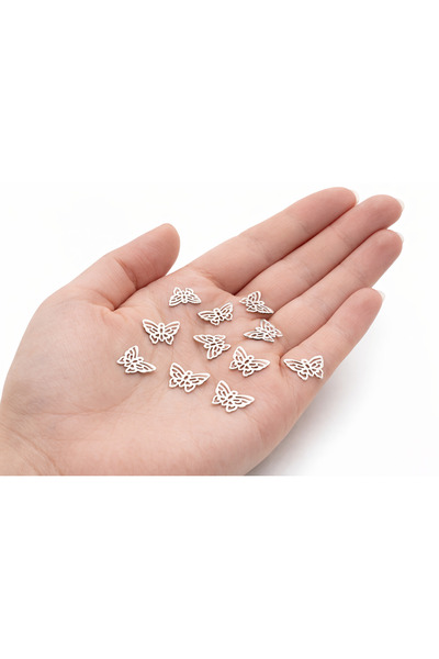 Flower 20 Adet - Takı Ucu, Kolye Ucu Figürü, Metal Sallantı Takı Objesi, Sall...