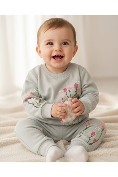 Ege Bebek Baby Girl Flower Printed Pocket Detailed, Seasonal, 2 Thread Bottom...