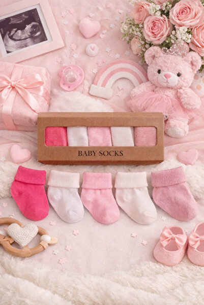baby socks 5 Pairs of Colorful Boxed Cotton Baby Girl Socks 0-6 Months