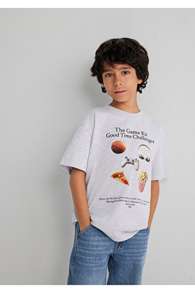 Mavi Fun Time Hellgraues Jungen-T-Shirt M6610359-88467