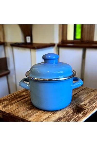ALEV EMAYE 12 cm mavi Mini Emaye Tencere – Şık & Çok Amaçlı minimal