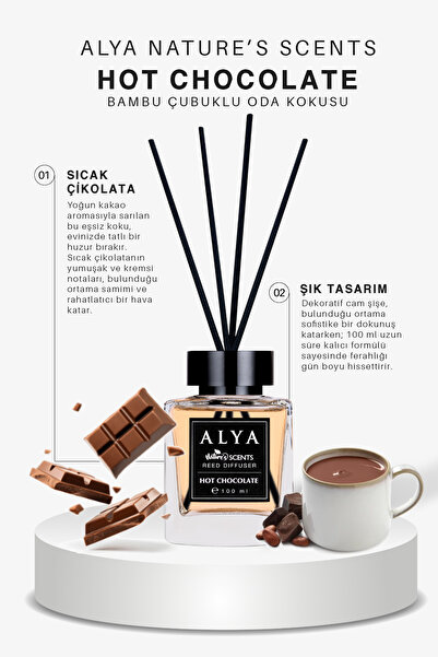ALYA Nature's Scents Hot Chocolate Bambu Çubuklu Oda Kokusu- Sıcak Çikolata K...