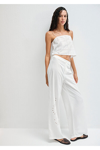 Mavi Embroidered White Trousers 1011052-70057