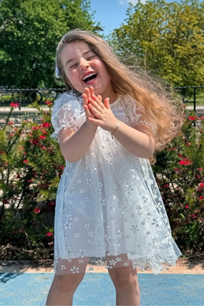 Morbellabutikaksesuar Girl's Floral Print Tulle Dress