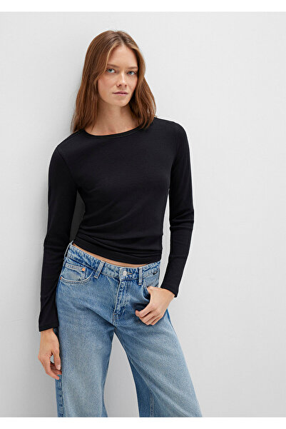 Mavi Langärmliges schwarzes Basic-T-Shirt mit Fitted/Fitted-Fit 1613040 -900