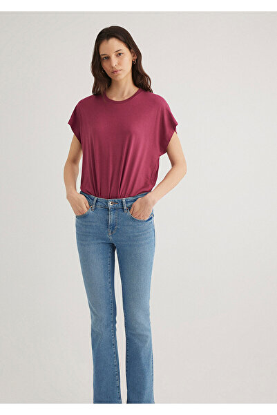 Mavi Düşük Omuz Pembe Basic Tişört Regular Fit / Normal Kesim 1611649-70919