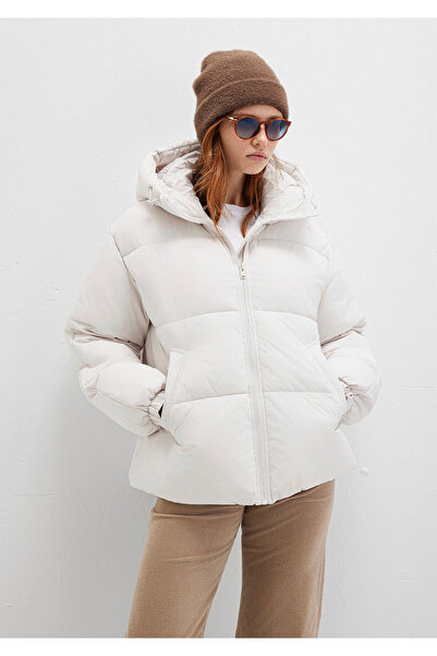Mavi Hooded White Puffer Coat 1110199 -83746